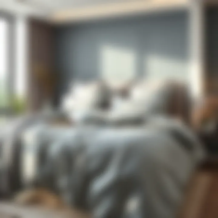 Creative design variations of grey queen size bed sheets displayed