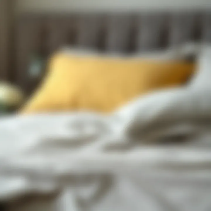 Close-up of different materials for grey queen size bed sheets