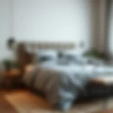 Stylish bedroom featuring grey queen size bed sheets with elegant decor