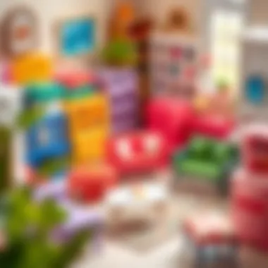 Colorful Plastic Doll House Furniture Collection Colorful assortment of plastic doll house furniture pieces