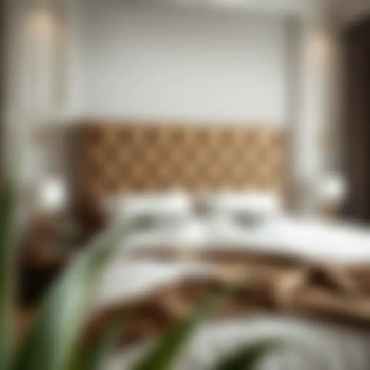 Luxurious Upholstered Headboard Design Luxurious upholstered headboard in a modern bedroom setting