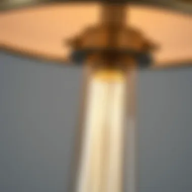 Close-up of brushed nickel lamp design highlighting intricate details