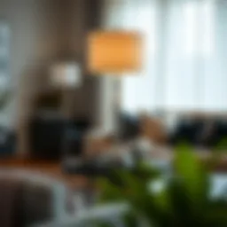 Sophisticated brushed nickel lamp in a modern living room setting