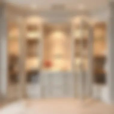 Elegant built-in pantry with glass doors showcasing organized shelves