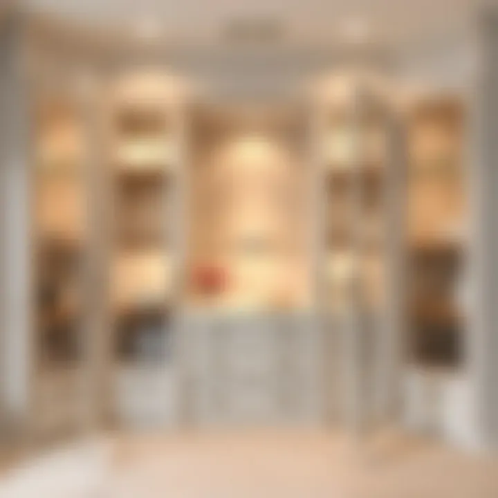 Elegant built-in pantry with glass doors showcasing organized shelves