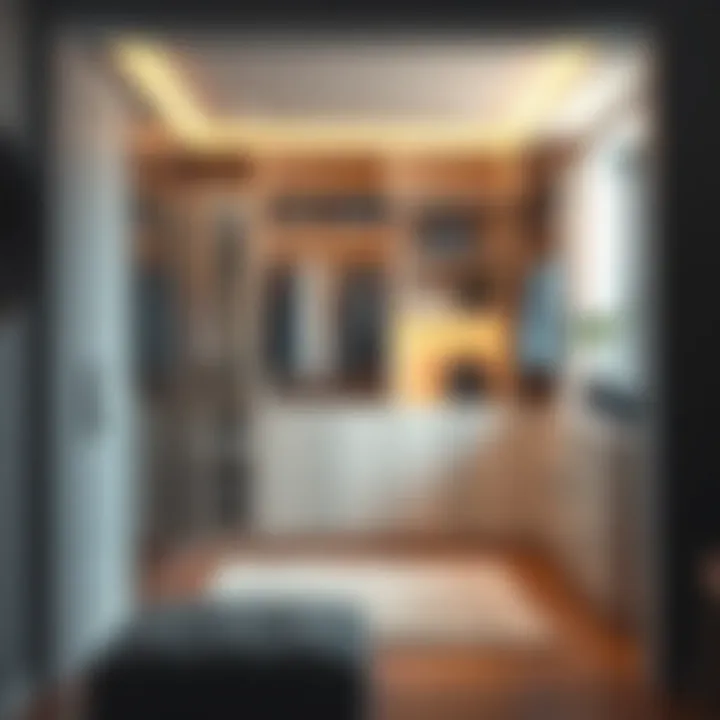 Stylish closet with organized storage solutions.