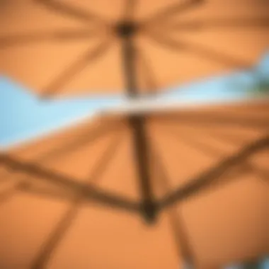 Close-up of high-quality materials used in outdoor umbrella construction
