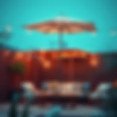 Trendy outdoor space featuring a stylish collapsible umbrella