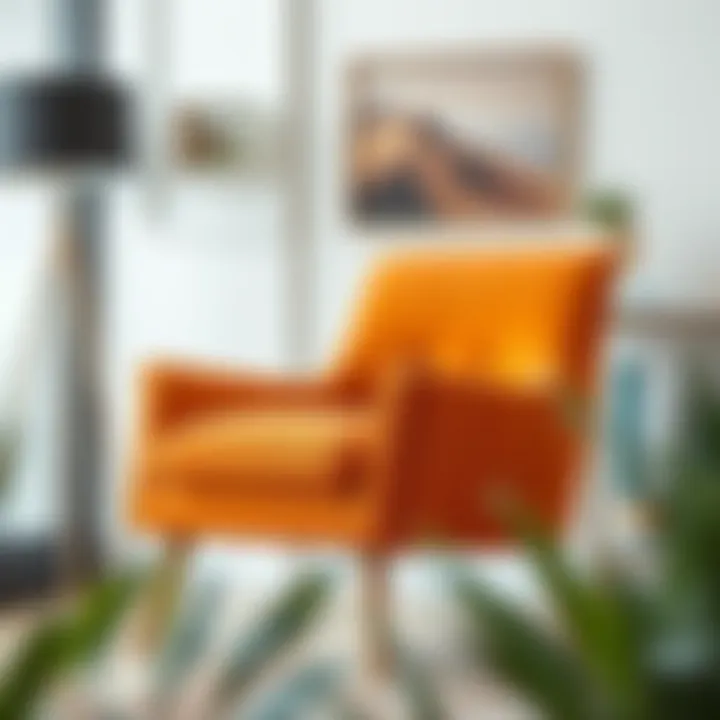 Chic accent chair featuring bold colors and modern lines