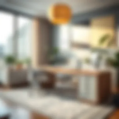 Stylish decor integration with a large desk