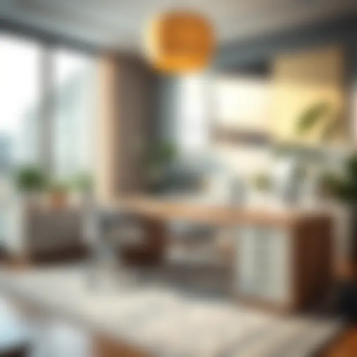 Stylish decor integration with a large desk