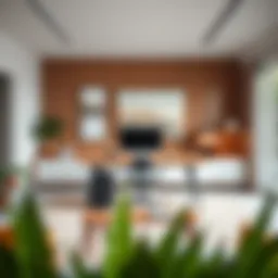 Spacious office setup featuring a large PC desk with modern design