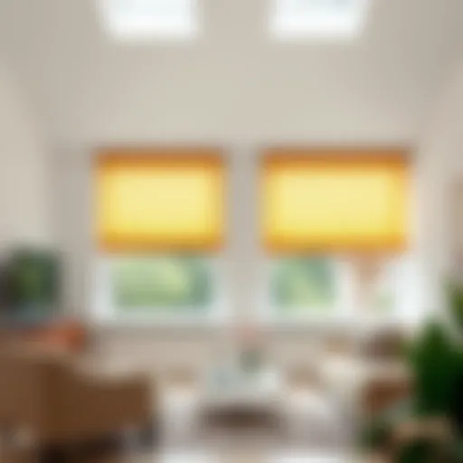 Elegant skylight blinds enhancing natural light in a modern living room