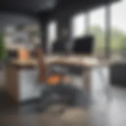 Modern office workspace with ergonomic furniture