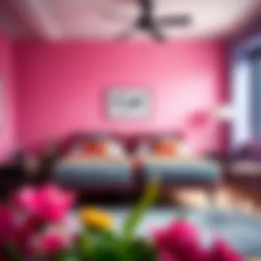 Cozy twin bed arrangement in a vibrant, colorful room