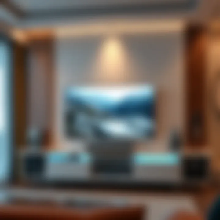 Close-up of advanced audio-visual technology integrated in a media center