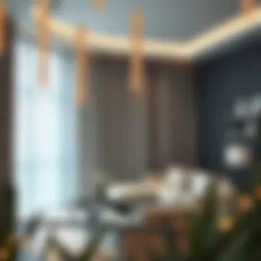 Elegant grey curtains in a modern living room setting