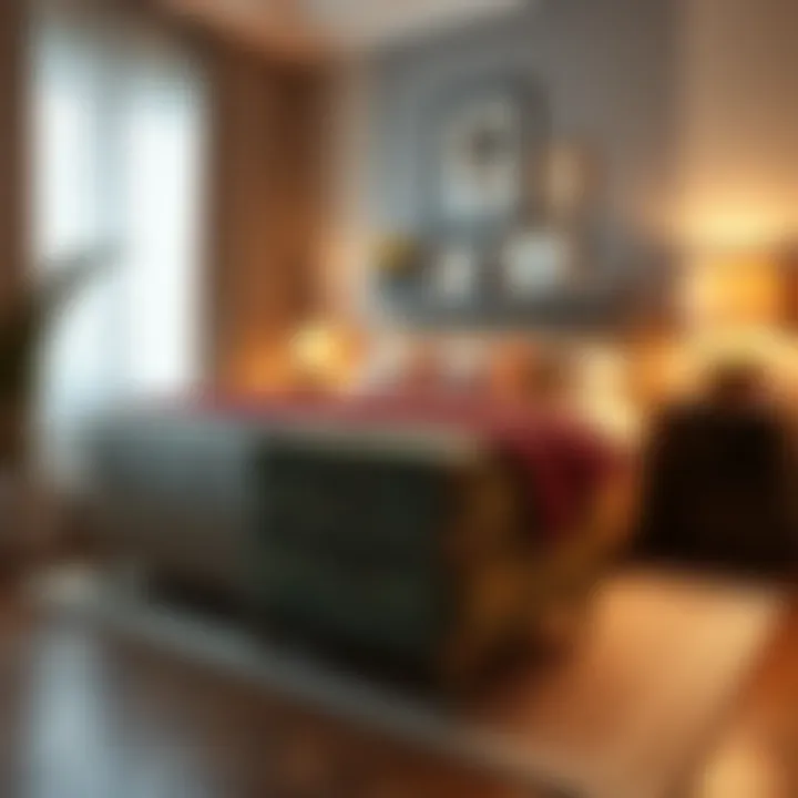 Creative use of decorative boxes in a bedroom