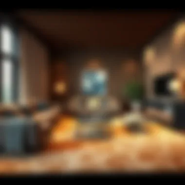 Stylish Living Room Featuring Tan Carpet Elegant living room with tan carpet and modern furnishings