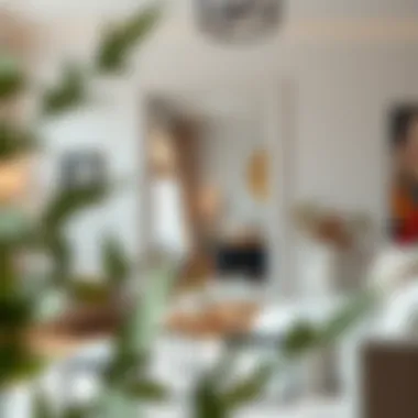 A beautifully styled room featuring a door mount full-length mirror