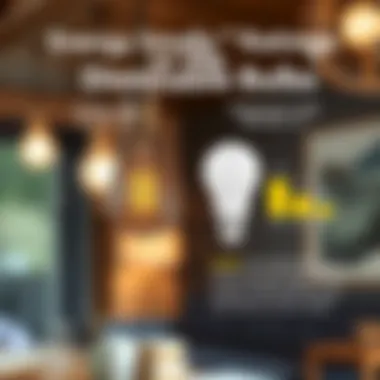 A technical illustration of the energy efficiency ratings of small dimmable light bulbs highlighting performance metrics.