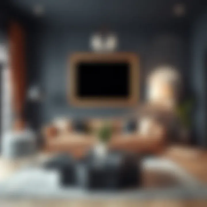 Chic living room with a focus on a large statement wall frame