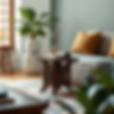 Culturally inspired reading side table showcasing traditional design elements