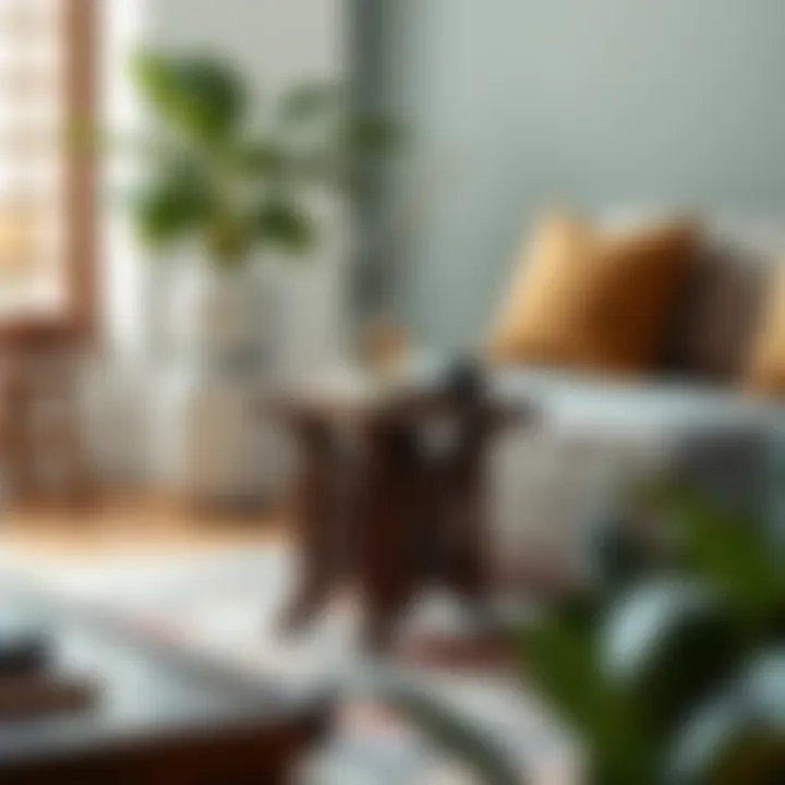 Culturally inspired reading side table showcasing traditional design elements