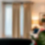 Elegant curtain panel in contemporary living room setting