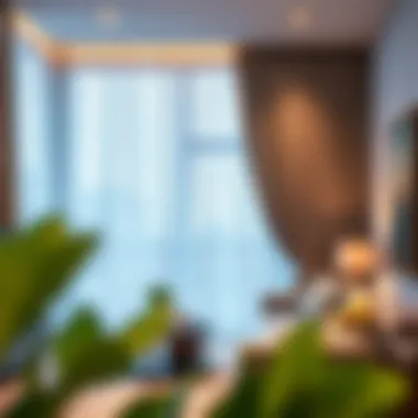 A well-lit room with 45-inch drapes adding ambiance