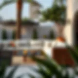 Elegant acacia patio sofa in a luxurious outdoor setting