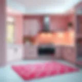 Elegant pink kitchen mat enhancing modern decor