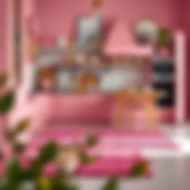 Stylish pink kitchen mat in a chic culinary setting