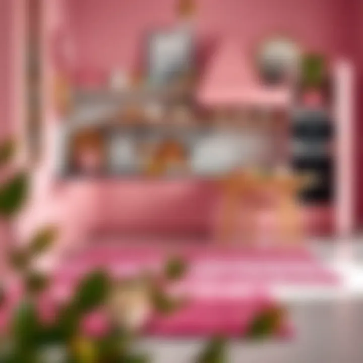 Stylish pink kitchen mat in a chic culinary setting