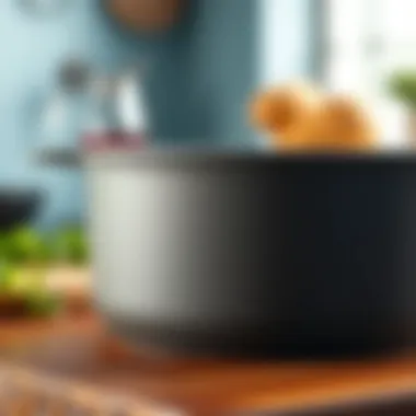 Close-up of a non-stick pot showcasing its smooth surface and durability.