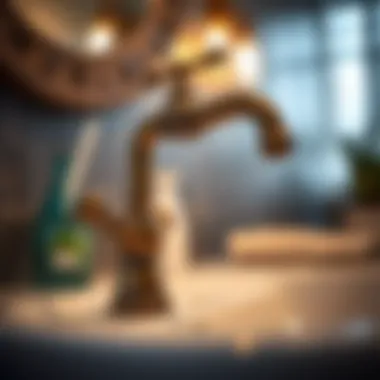 Close-up of a rustic faucet with antique bronze finish