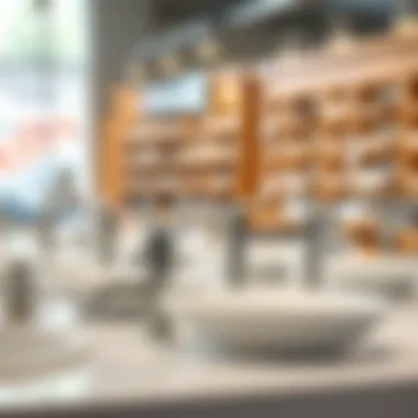 A variety of faucet styles displayed in a well-organized setting