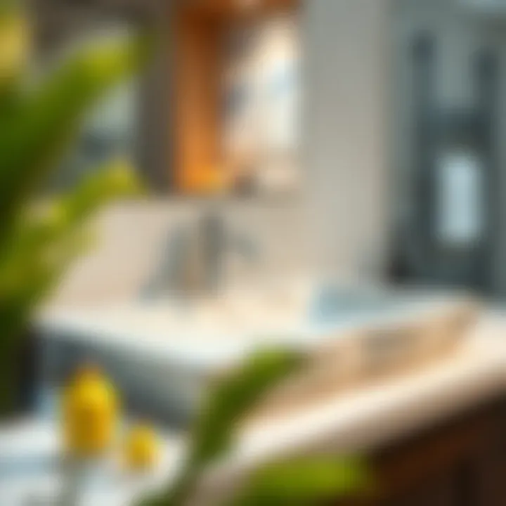 Elegant bathroom sink top showcasing natural stone texture