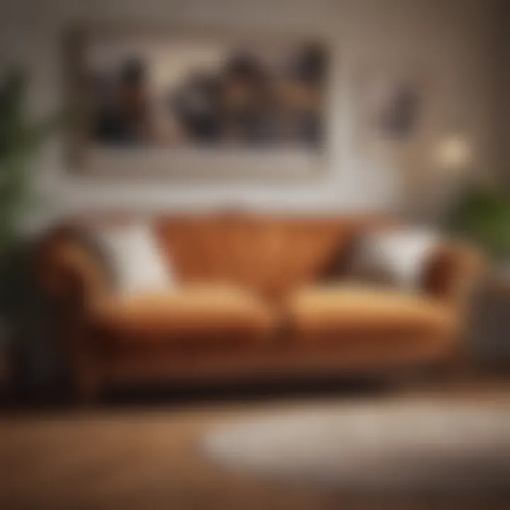 Charming vintage couch in a cozy used furniture store