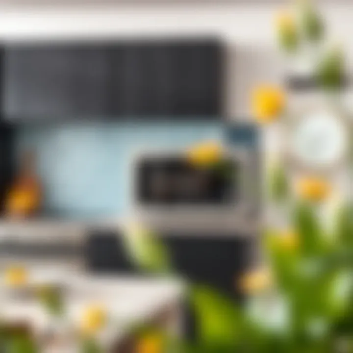 Black microwave cart enhancing kitchen aesthetics