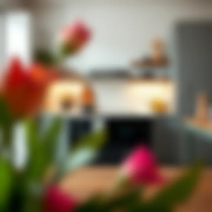 Stylish black microwave cart in a modern kitchen setting