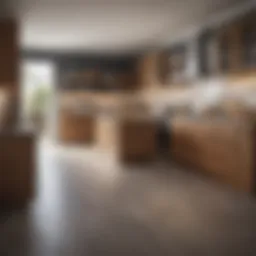A beautifully arranged kitchen featuring diverse cabinet configurations and styles