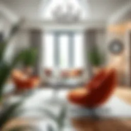 Elegant circle chair and a half in a modern living room