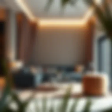 Modern Living Room with Elegant Corner Drapery Elegant corner drapery enhancing a modern living room