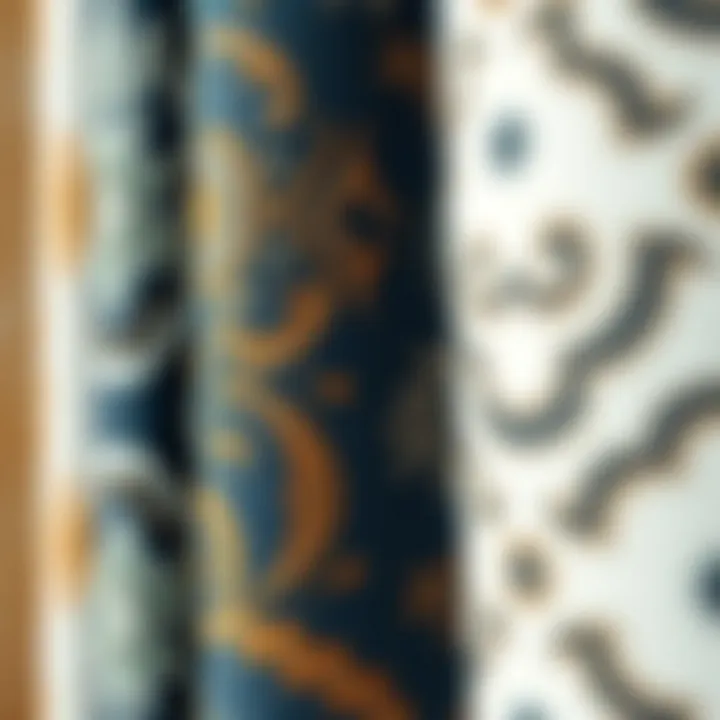Close-up of fabric options for cute blackout curtains showcasing texture and design.