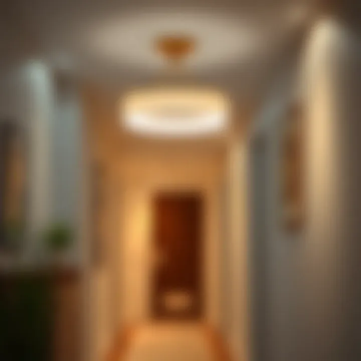 Contemporary flush mount light in a stylish hallway