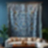 Elegant tapestry hanging on a wall showcasing intricate patterns