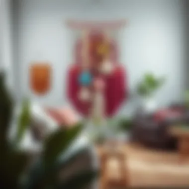 Contemporary Macrame Texture Colorful macrame wall hanging adding texture to a modern space