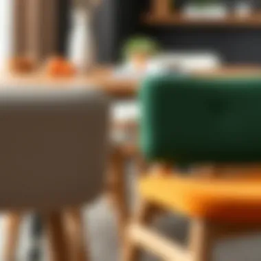 Close-up of unique materials used in dining chairs