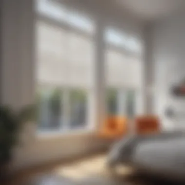 Elegant electric blinds installed in a high window setting